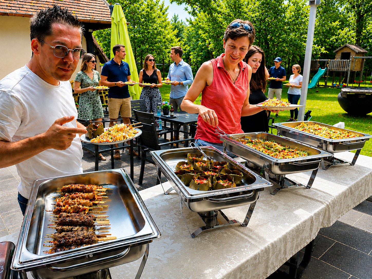 Repas familial en extérieur à la Ferté Saint Aubin